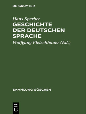 cover image of Geschichte der deutschen Sprache